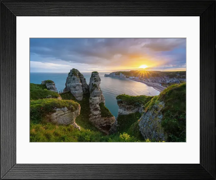 Framed Print : Etretat at sunrise, Octeville sur Mer, Le Havre, Seine Maritime, Normandy, France Framed Print : Etretat at sunrise, Octeville sur Mer, Le Havre, Seine Maritime, Normandy, France