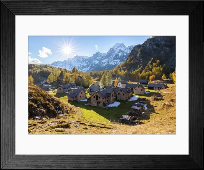 Framed Print : Crampiolo and monte Cervandone, Alpe Devero, Antigorio valley, Piedmont, Italy Framed Print : Crampiolo and monte Cervandone, Alpe Devero, Antigorio valley, Piedmont, Italy