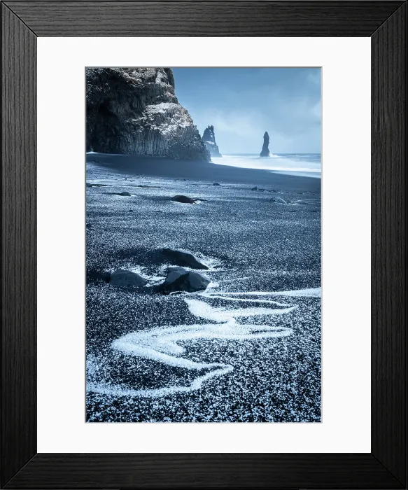 Framed Print : Basaltic columns and Reynisdrangar at Reynisfjara beach during sunrise in winter. Vik I Myrdal, southern Iceland, Iceland Framed Print : Basaltic columns and Reynisdrangar at Reynisfjara beach during sunrise in winter. Vik I Myrdal, southern Iceland, Iceland