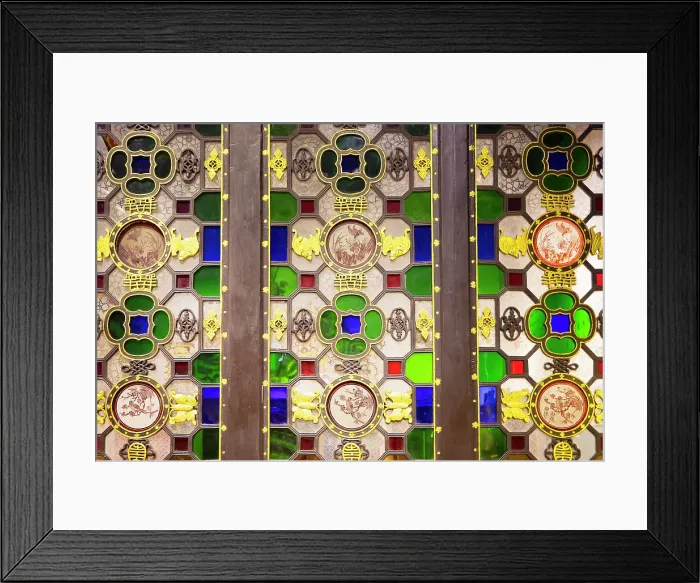 Framed Print : Detail of stained glass window in Chan She Shu Yuen Clan Ancestral Hall, Chinatown, Kuala Lumpur, Selangor, Malaysia Framed Print : Detail of stained glass window in Chan She Shu Yuen Clan Ancestral Hall, Chinatown, Kuala Lumpur, Selangor, Malaysia