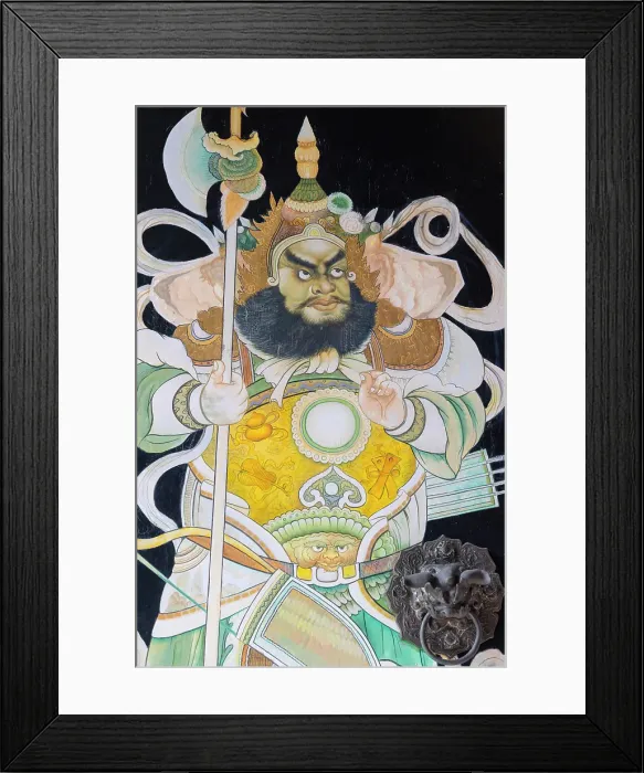 Framed Print : Painting on door in Chan She Shu Yuen Clan Ancestral Hall, Chinatown, Kuala Lumpur, Selangor, Malaysia