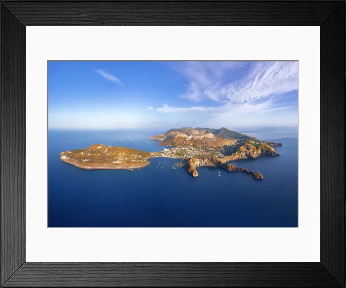 Framed Print : Vulcano island seen from above, Aeolian islands, Messina province, Sicily, Italy Framed Print : Vulcano island seen from above, Aeolian islands, Messina province, Sicily, Italy