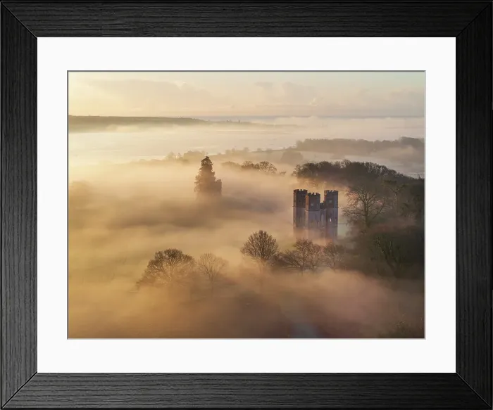 Framed Print : Early morning mist shrouds Powderham Belvedere on a winter morning, Powderham, Devon, England. Winter (March) 2024 Framed Print : Early morning mist shrouds Powderham Belvedere on a winter morning, Powderham, Devon, England. Winter (March) 2024
