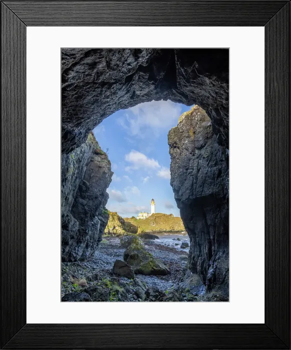 Framed Print : Turberry Lighthouse from within a coastal cave, Turnberry Point, South Ayrshire, Scotland, April 2024 Framed Print : Turberry Lighthouse from within a coastal cave, Turnberry Point, South Ayrshire, Scotland, April 2024