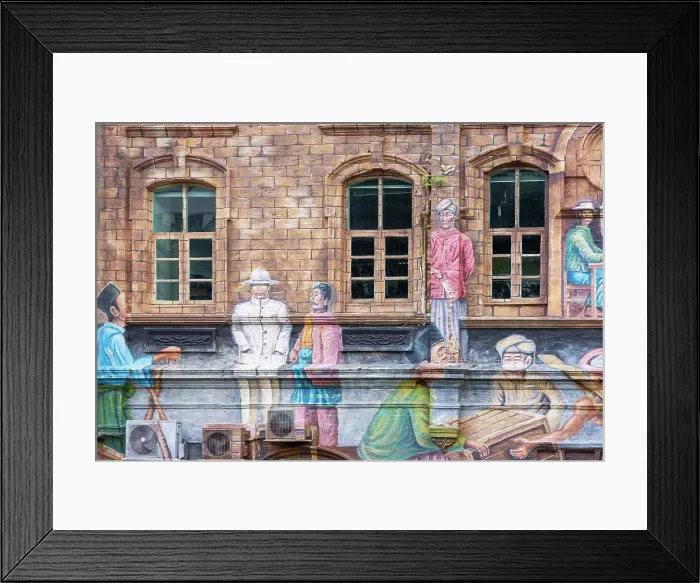 Framed Print : Mural on building along River of Life, Kuala Lumpur, Selangor, Malaysia
