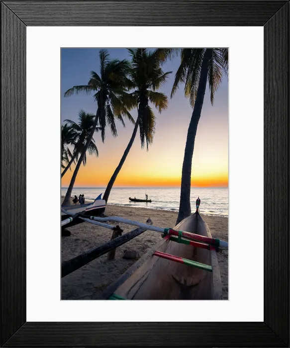 Framed Print : Fishermen at sunset, traditional boats. Madagascar, Africa Framed Print : Fishermen at sunset, traditional boats. Madagascar, Africa