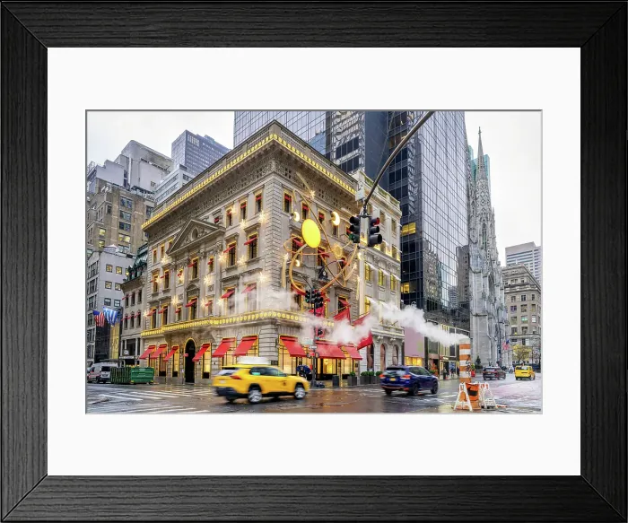 Framed Print : Holiday Shopping on Fifth Avenue with Luxury Brand, Stores like Cartier Manhattan, New York City, USA