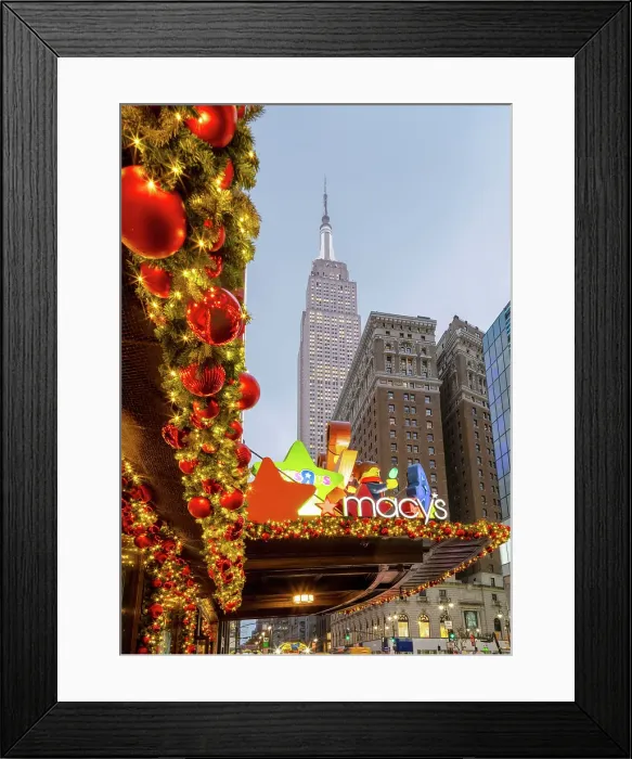 Framed Print : Macys at Herald Square with Christmas Decorations Manhattan, New York City, USA Framed Print : Macys at Herald Square with Christmas Decorations Manhattan, New York City, USA