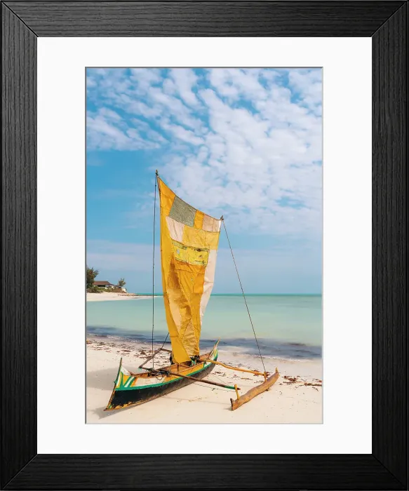 Framed Print : Traditional boat on beach, Madagascar, Africa. Salary Bay Framed Print : Traditional boat on beach, Madagascar, Africa. Salary Bay