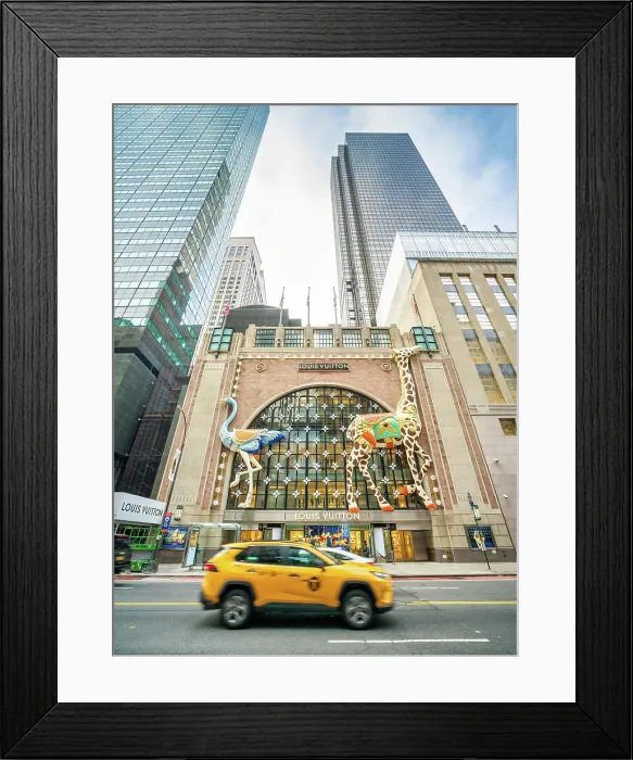 Framed Print : Louis Vuitton Store, decorated for the Holidays with Giraffes near 5th Avenue, Manhattan, New York City, USA Framed Print : Louis Vuitton Store, decorated for the Holidays with Giraffes near 5th Avenue, Manhattan, New York City, USA
