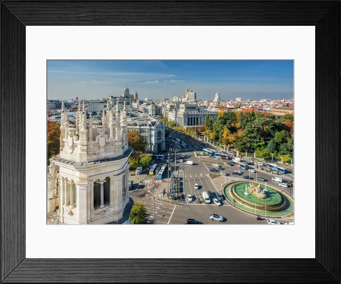 Framed Print : Plaza de Cibeles and city skyline, Madrid, Spain Framed Print : Plaza de Cibeles and city skyline, Madrid, Spain