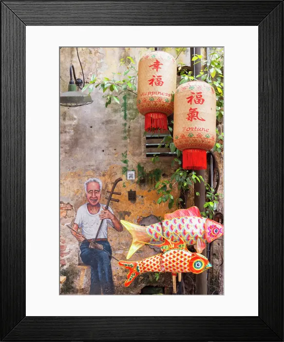 Framed Print : Chinese decorations and mural in Kwai Chai Hong alleyway, Chinatown, Kuala Lumpur, Selangor, Malaysia Framed Print : Chinese decorations and mural in Kwai Chai Hong alleyway, Chinatown, Kuala Lumpur, Selangor, Malaysia