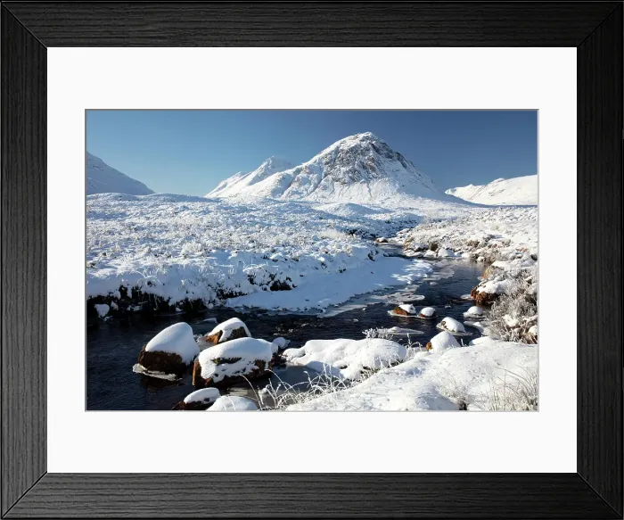 Framed Print : Rannoch Moor and Buachaille Etive Mor covered in snow, Highand, Scotland Framed Print : Rannoch Moor and Buachaille Etive Mor covered in snow, Highand, Scotland
