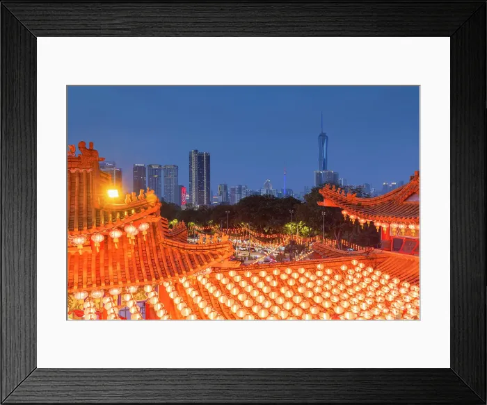 Framed Print : Thean Hou Temple and Merdeka 118 at dusk, Kuala Lumpur, Selangor, Malaysia Framed Print : Thean Hou Temple and Merdeka 118 at dusk, Kuala Lumpur, Selangor, Malaysia