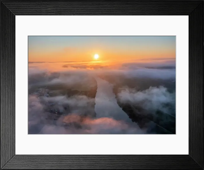Framed Print : Aerail view at the morning fog above Kesten, Mosel, Rhineland-Palatinate, Germany