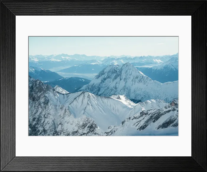 Framed Print : The Zugspitze in winter, the highest peak of the Wetterstein Mountains and the highest mountain in Germany, Europe