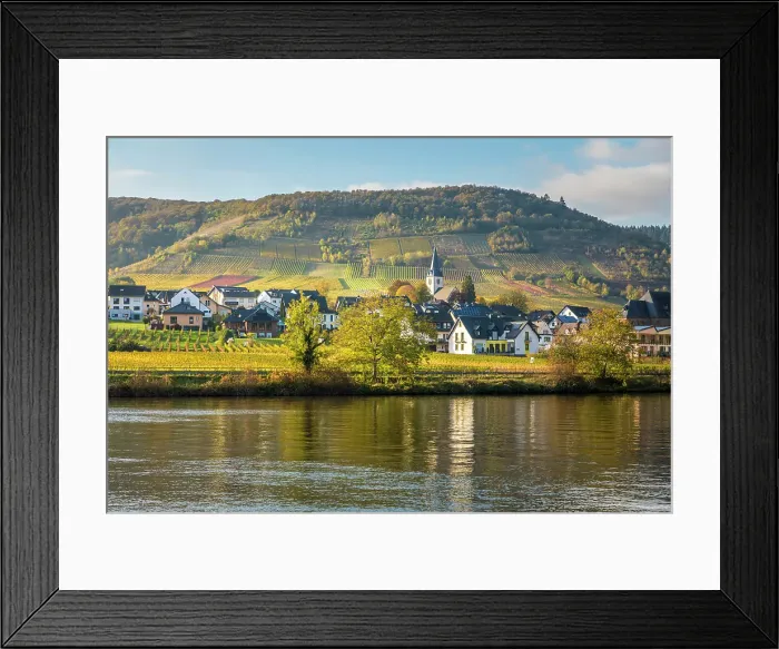 Framed Print : View over the Moselle to the town of Ellenz-Poltersdorf, Beilstein, Mosel, Rhineland-Palatinate, Germany Framed Print : View over the Moselle to the town of Ellenz-Poltersdorf, Beilstein, Mosel, Rhineland-Palatinate, Germany