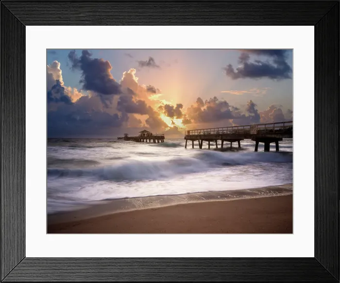 Framed Print : Lauderdale by the Sea, Fishing Pier at Sunrise, Lauderdale by the Sea, Fort Lauderdale, Florida, USA Framed Print : Lauderdale by the Sea, Fishing Pier at Sunrise, Lauderdale by the Sea, Fort Lauderdale, Florida, USA