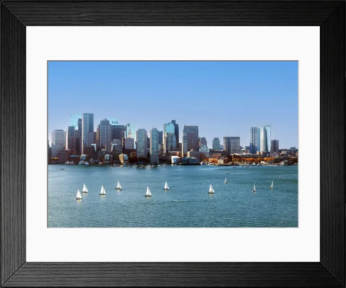 Framed Print : Sailing boats and the Boston skyline, Boston, Massachusetts, USA