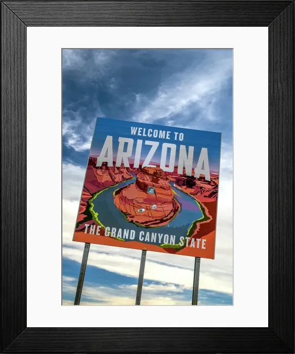 Framed Print : Welcome to Arizona sign along US Highway 89, Utah / Arizona border, USA Framed Print : Welcome to Arizona sign along US Highway 89, Utah / Arizona border, USA