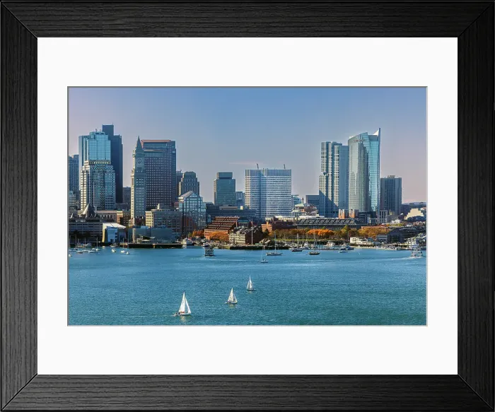 Framed Print : Boston skyline and sailing boats, Boston, Massachusetts, USA