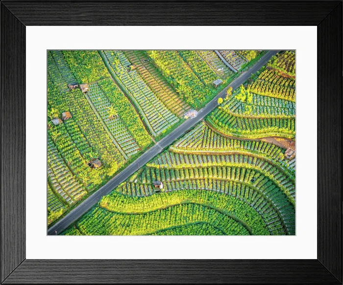 Framed Print : Aerial view of terraced fields at feet of Mount Sumbing, Nepal Van Java, Magelang, Central Java, Indonesia Framed Print : Aerial view of terraced fields at feet of Mount Sumbing, Nepal Van Java, Magelang, Central Java, Indonesia