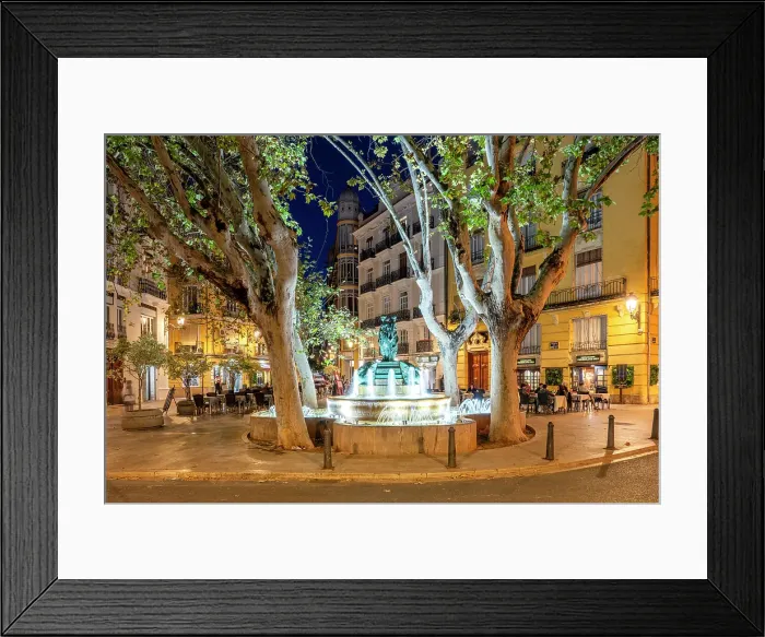 Framed Print : Plaza Rodrigo Botet by night, Valencia, Valencian Community, Spain