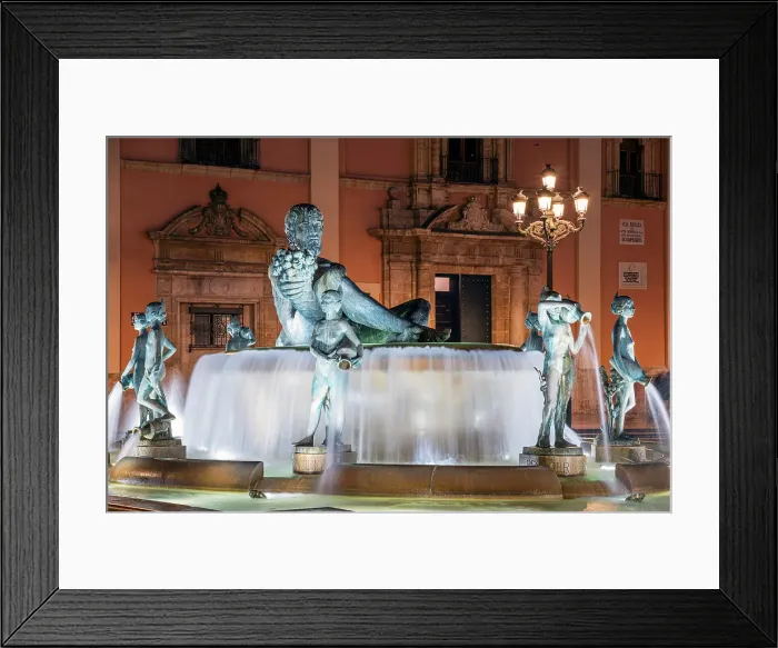 Framed Print : Turia fountain, Plaza de la Virgen, Valencia, Valencian Community, Spain