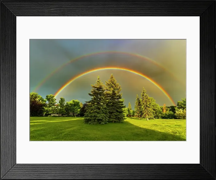 Framed Print : Double rainbow after storm, Southdale neighbourhood, Winnipeg, Manitoba, Canada Framed Print : Double rainbow after storm, Southdale neighbourhood, Winnipeg, Manitoba, Canada