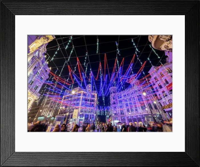 Framed Print : Plaza de Canalejas adorned with Christmas lights, Madrid, Spain Framed Print : Plaza de Canalejas adorned with Christmas lights, Madrid, Spain