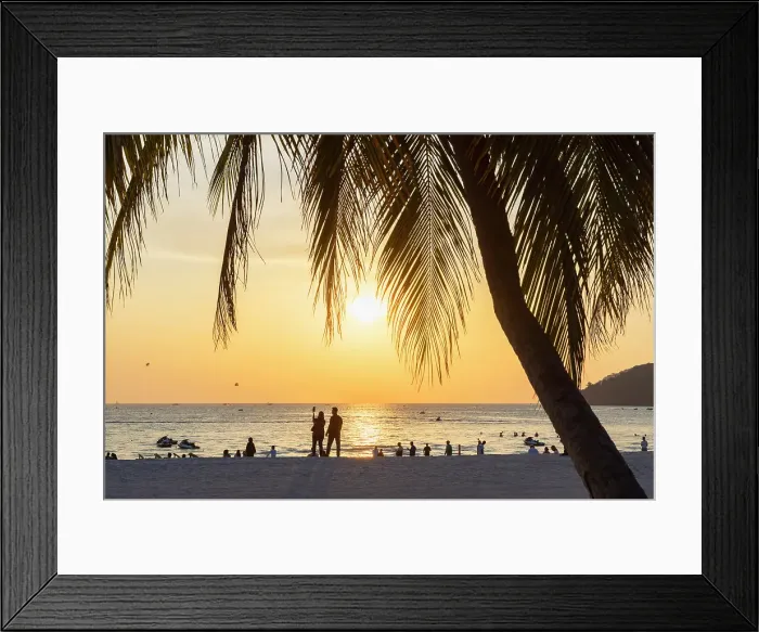 Framed Print : Couple on Cenang Beach at sunset, Langkawi, Kedah, Malaysia