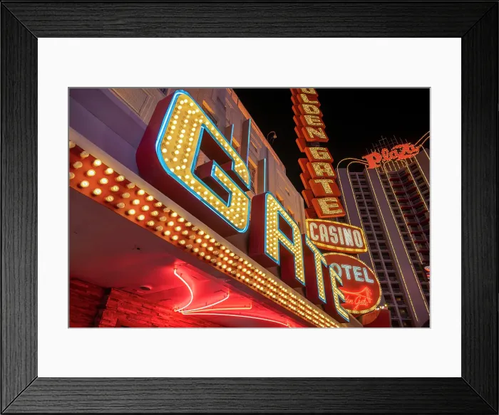 Framed Print : Golden Gate Hotel and Casino neon sign, Fremont Street, Las Vegas, Nevada, USA Framed Print : Golden Gate Hotel and Casino neon sign, Fremont Street, Las Vegas, Nevada, USA