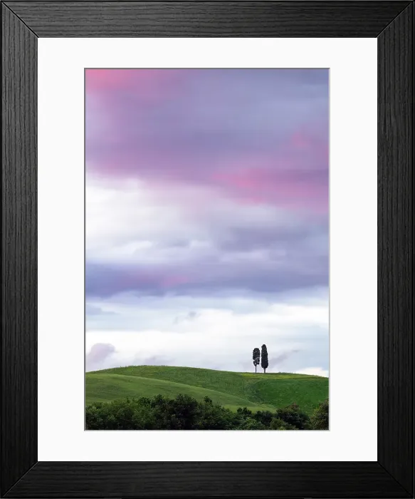 Framed Print : Sunset over cypress trees, Val d'Orcia, Tuscany, Italy Framed Print : Sunset over cypress trees, Val d'Orcia, Tuscany, Italy