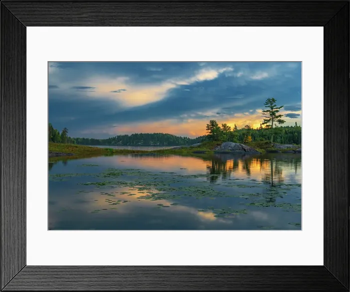 Framed Print : Sunset reflection on Middle Lake, Kenora, Ontario, Canada Framed Print : Sunset reflection on Middle Lake, Kenora, Ontario, Canada