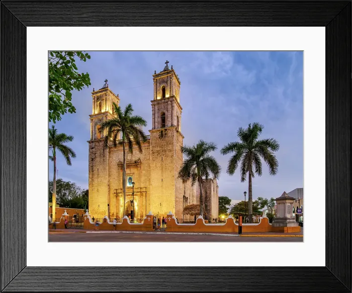 Framed Print : Cathedral of San Servacio at dusk, Valladolid, Yucatan State, Mexico Framed Print : Cathedral of San Servacio at dusk, Valladolid, Yucatan State, Mexico