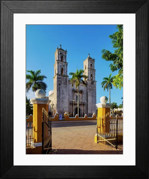 Framed Print : Francisco Canton Rosado Park and Cathedral of San Servacio, main square, Valladolid, Yucatan State, Mexico