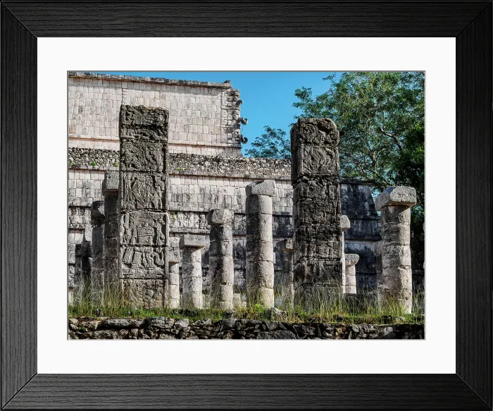 Framed Print : Columns with reliefs at the Temple of the Warriors, Chichen Itza, Yucatan State, Mexico Framed Print : Columns with reliefs at the Temple of the Warriors, Chichen Itza, Yucatan State, Mexico