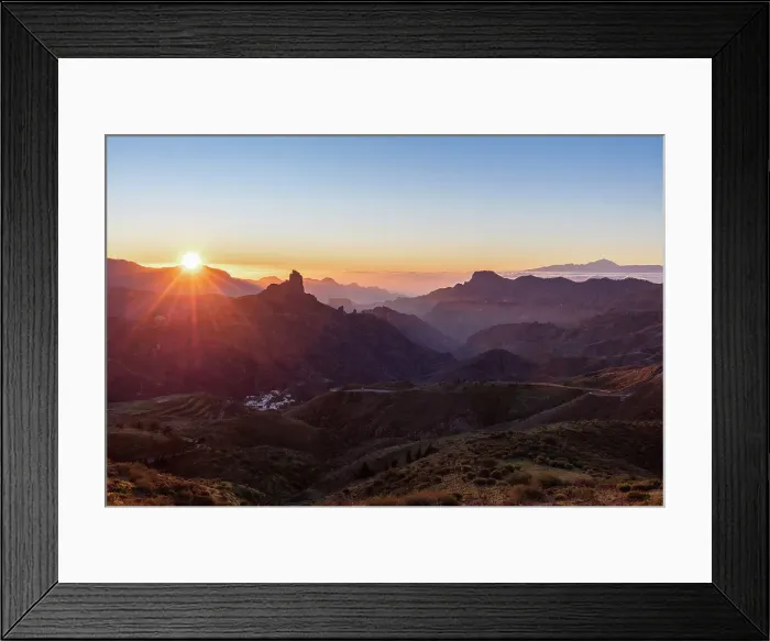 Framed Print : Roque Bentayga and Tejeda village, Gran Canaria, Canary Islands, Spain