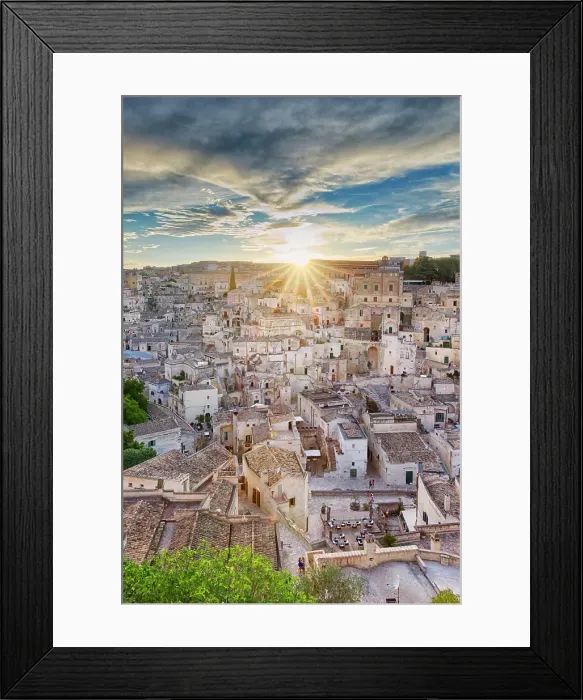 Framed Print : Italy, Basilicata, Matera district, Matera, Sassi di Matera (meaning stones of Matera)