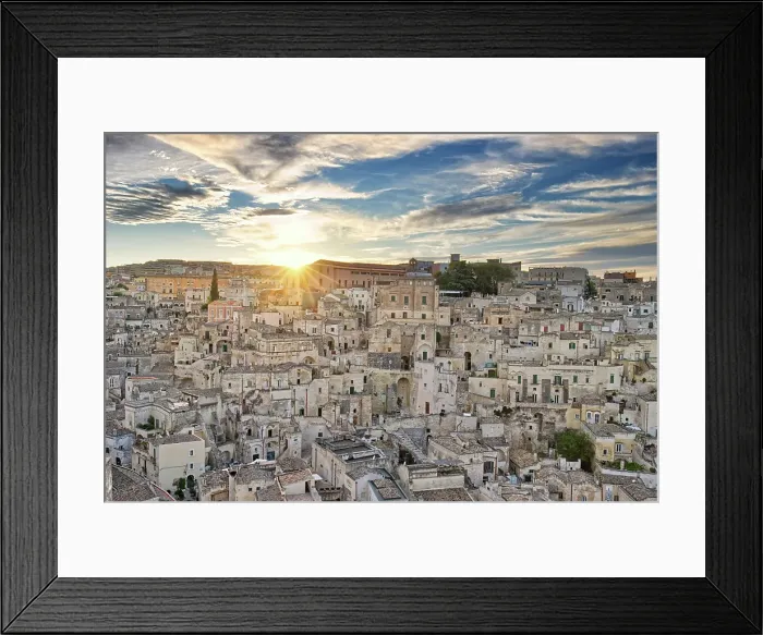 Framed Print : Italy, Basilicata, Matera district, Matera, Sassi di Matera (meaning stones of Matera)