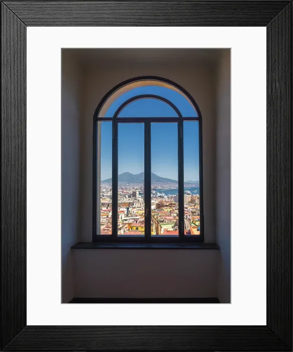 Framed Print : Window on Naples, Campania, Italy. Vesuvius and cityscape Framed Print : Window on Naples, Campania, Italy. Vesuvius and cityscape