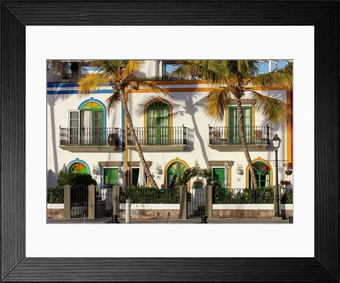 Framed Print : Colourful houses in Puerto de Mogan, Gran Canaria, Canary Islands, Spain Framed Print : Colourful houses in Puerto de Mogan, Gran Canaria, Canary Islands, Spain