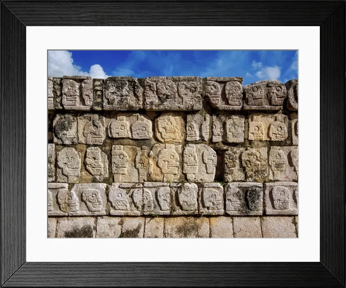 Framed Print : The Tzompantli, Platform of the Skulls, Chichen Itza, Yucatan State, Mexico