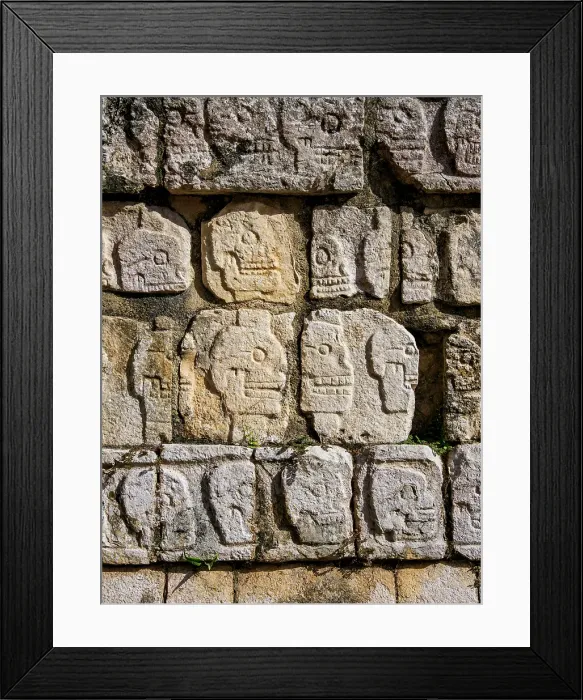 Framed Print : The Tzompantli, Platform of the Skulls, Chichen Itza, Yucatan State, Mexico