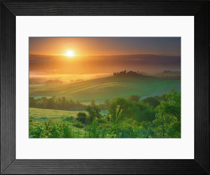 Framed Print : Rolling hills near San QUirico d'Orcia, Tuscany, Italy