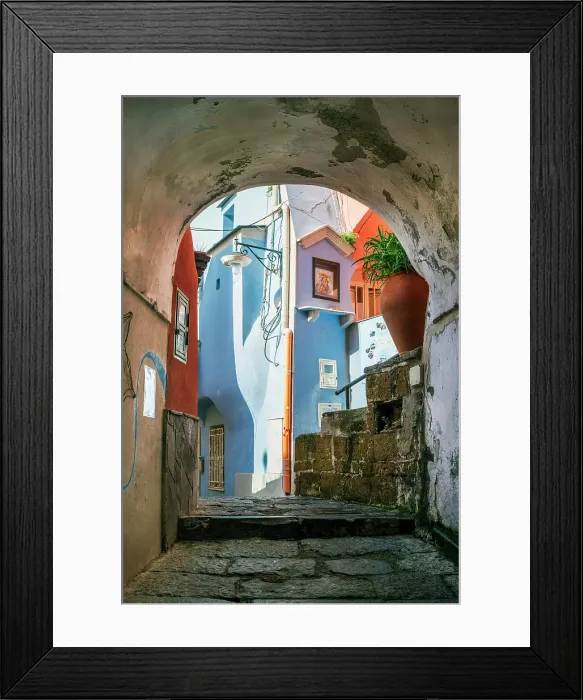 Framed Print : Picturesque view of Corricella, Procida, Campania, Italy Framed Print : Picturesque view of Corricella, Procida, Campania, Italy