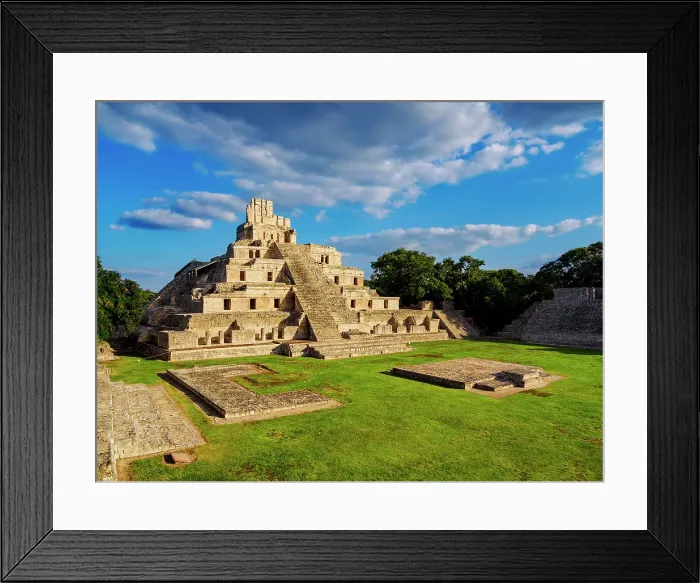 Framed Print : Temple of Five Floors at sunset, Great Acropolis, Edzna Archaeological Site, Campeche State, Mexico Framed Print : Temple of Five Floors at sunset, Great Acropolis, Edzna Archaeological Site, Campeche State, Mexico