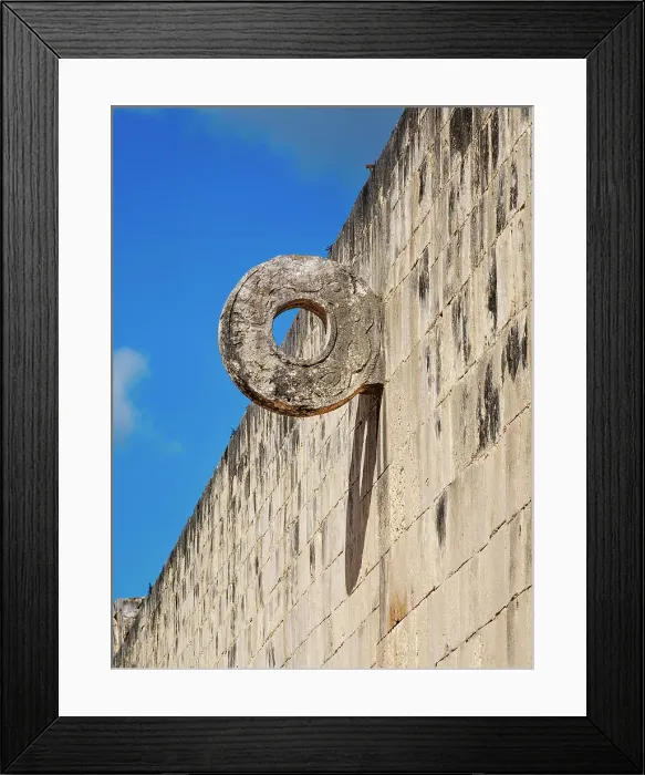 Framed Print : Stone Ring at The Great Ball Game Court, Chichen Itza, Yucatan State, Mexico