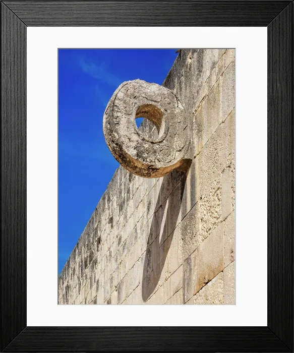 Framed Print : Stone Ring at The Great Ball Game Court, Chichen Itza, Yucatan State, Mexico