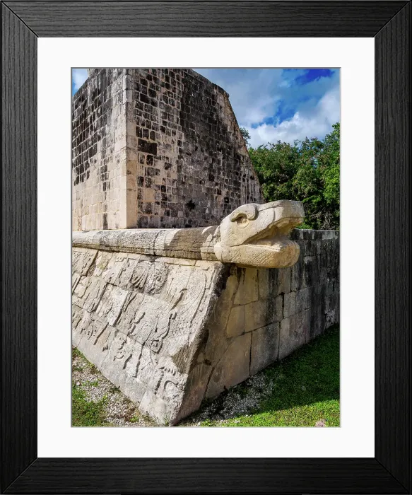 Framed Print : Plumed Serpent at The Great Ball Game Court, Chichen Itza, Yucatan State, Mexico